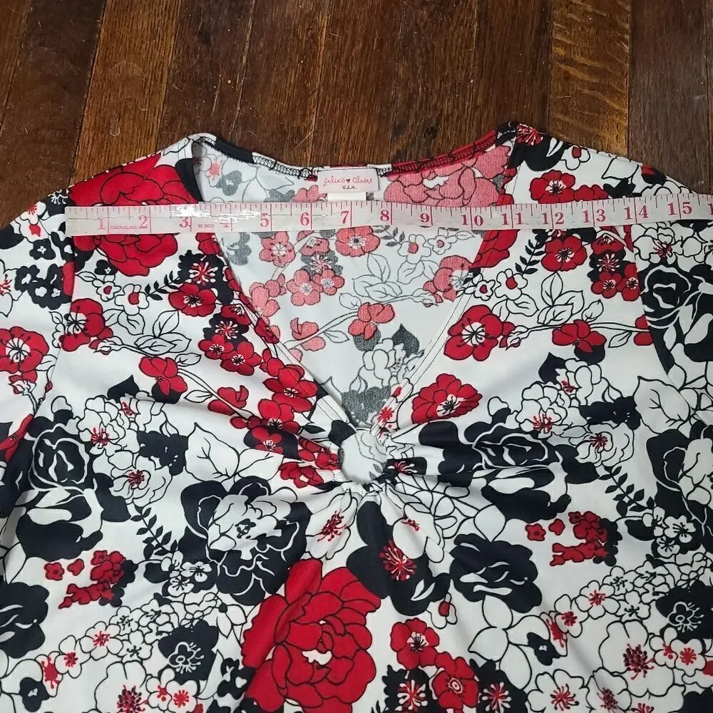 Vintage 90s Y2K Boho Floral Bell Sleeve Asymmetrical Hippie Top - Picture 9 of 12